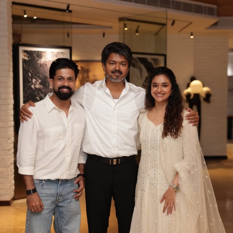 Keerthy Suresh Meets Thalapathy Vijay Along With Her Husband; Photos Delight Fans